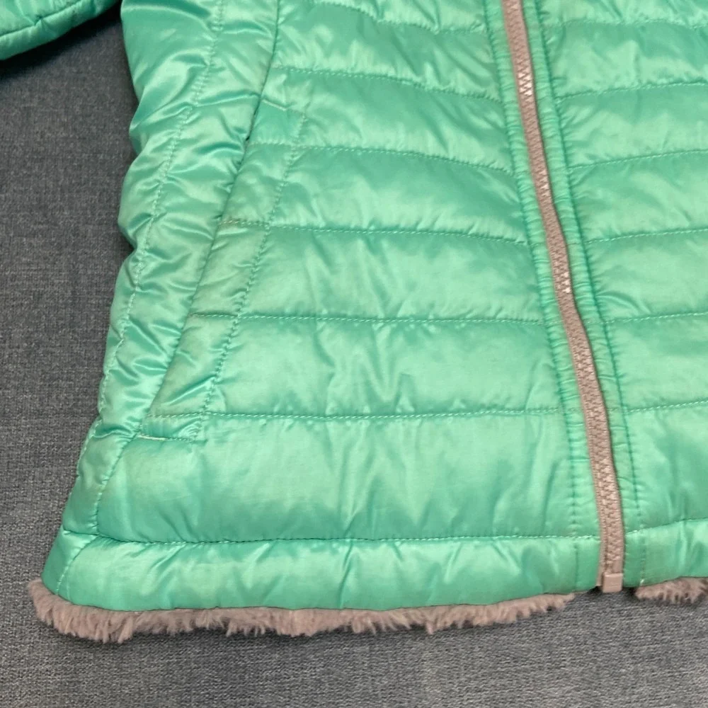 The North Face Mossbud Reversible Jacket Girls Medium 10/12 Aqua Green Full Zip